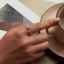 925 Sterling Silver Pavé Setting CZ White Gold Plated Ring for Women