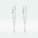 925 Sterling Silver Earrings with Plated Platinum and Pavé Setting CZ, Size 6.5cm