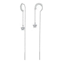 925 Sterling Silver Earrings with Pavé Setting CZ, 76*6mm