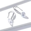 S925 Sterling Silver Earrings 2.6x0.8cm Plated Platinum with Pavé Setting CZ for Women