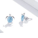 925 Sterling Silver Earrings for Women - Pavé Setting CZ with Enamel Process - 1cm
