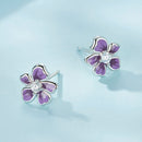 S925 Sterling Silver Plated Platinum Enamel Earrings for Women
