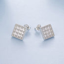 925 Sterling Silver 0.8cm Pavé Setting CZ White Gold Plated Earrings for Women