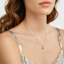 925 Sterling Silver White Gold Plated Necklace 40+5cm Length for Women