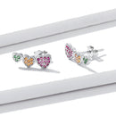 925 Sterling Silver Earrings with Pavé Setting and Plated Platinum, Size: 0.5*1.3cm, Women