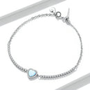 925 Sterling Silver Adjustable Bracelet with Translucent Opal and CZ for Women