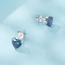 925 Sterling Silver Earrings 7mm Width with Transparent Glass for Women