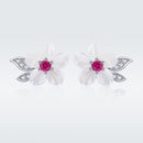 925 Sterling Silver Earrings with Pavé Setting CZ and High-Quality Nacre