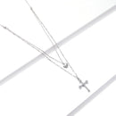 925 Sterling Silver Adjustable Platinum Plated Necklace with CZ - 1.4cm for Women