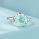 925 Sterling Silver Ring Size 6.0 with 11mm CZ & Transparent Glass for Women