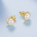925 Sterling Silver Freshwater Pearl Gold Plated Earrings