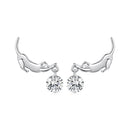 925 Sterling Silver White Gold Plated CZ Earrings 1.6x1.7cm for Women