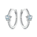 925 Sterling Silver Earrings with CZ and White Gold Plating, 1.3cm for Women