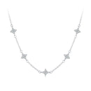 925 Sterling Silver Pave Setting CZ Necklace with White Gold Plating 400mm for Women
