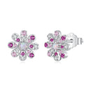 925 Sterling Silver Earrings with Synthetic Opal and CZ