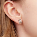 925 Sterling Silver Earrings for Women with White Gold Plating - 1.1cm x 0.7cm