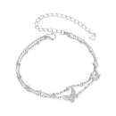 925 Sterling Silver Bracelets with Platinum Plating and CZ Stones - 150+60mm