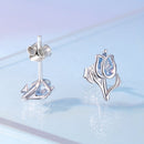 925 Sterling Silver Synthetic Spinel Earrings with Platinum Plating - 12x7mm