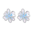 925 Sterling Silver Opal Nanometer Stone Enamel Earrings for Women