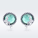 S925 Oxidized Silver Transparent Glass Earrings for Women