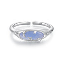 925 Sterling Silver & White Gold Luminous Stone Ring for Women