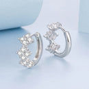925 Sterling Silver Earrings with Pavé Setting CZ - 1.2*0.65cm, White Gold Plated for Women