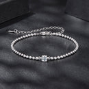 925 Sterling Silver Moissanite Bracelet 15+6cm with White Gold Plating for Women