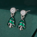 925 Sterling Silver Earrings with Enamel and Pavé Set CZ in Oxidized Silver
