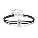 925 Sterling Silver White Gold Plated Round Moissanite 15+6cm Cotton Cord Bracelet for Women