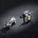925 Sterling Silver Earrings with Oxidized Finish and Pavé Setting CZ