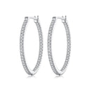 925 Sterling Silver Earrings with Pave Setting CZ in White Gold for Women