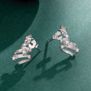 925 Sterling Silver Earrings with White Gold Plating and CZ