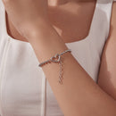 925 Sterling Silver 16+5cm White Gold Plated Heart Bracelet for Women