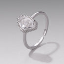 925 Sterling Silver Ring with Transparent Glass and CZ, 0.15cm Width, for Women
