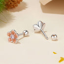 925 Sterling Silver Earrings with White Gold Plating and Pavé Setting CZ