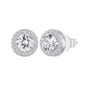 925 Sterling Silver 6.5mm Pavé Setting CZ Earrings