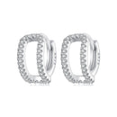 925 Sterling Silver Earrings with White Gold Plating and Pavé Setting CZ for Women