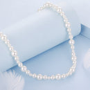 925 Sterling Silver White Gold Plated Necklace with Synthetic Pearls for Women