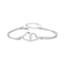 925 Sterling Silver Bracelet with Pavé Setting CZ, 170+50mm Length, White Gold Plated for Women