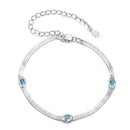 925 Sterling Silver White Gold Plated Multi-Layer Bracelet with Synthetic Turquoise
