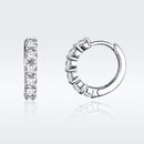 925 Sterling Silver Earrings with Pavé CZ in Platinum Plating, 1.6 x 0.3 cm for Women