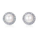 925 Sterling Silver Freshwater Pearl Earrings with CZ for Women