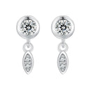 925 Sterling Silver Earrings with Pavé Setting CZ in White Gold - 11*4mm