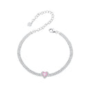 925 Sterling Silver White Gold Plated 8mm CZ Pendant Bracelet for Women