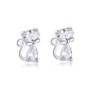 925 Sterling Silver Plated Platinum Earrings with Pavé Setting CZ for Women