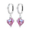 925 Sterling Silver Earrings with Transparent Glass, 28x9mm, Women's Jewelry