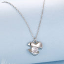 925 Sterling Silver White Gold Plated 40cm+5cm Length CZ Necklace for Women
