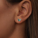 925 Sterling Silver Enamel Oxidized Earrings Size 0.7*1.1cm for Women
