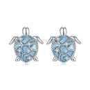 925 Sterling Silver Earrings with Enamel CZ in White Gold, 1.0x0.9cm for Women