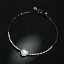 925 Sterling Silver Adjustable Bracelet with Translucent Opal and CZ for Women
